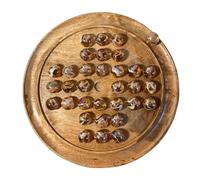 30cm Diameter MANGO WOOD SOLITAIRE BOARD GAME with PINKY GLASS MARBLES | |classic wooden solitaire game | strategy board game
