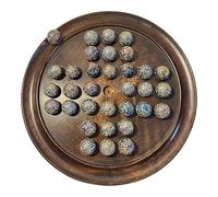 30cm Diameter WOODEN SOLITAIRE BOARD GAME with GLITTERBOMB GLASS MARBLES | classic wooden solitaire game | strategy board game | family board game | games for one | board games
