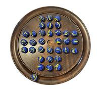 30cm Diameter WOODEN SOLITAIRE BOARD GAME with VAN GOGH GLASS MARBLES | classic wooden solitaire game | strategy board game | family board game | games for one | board games