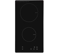 30cm Domino Electric Built-in Induction Hob 2 Zones 2 Year Guarantee, 9 Power Levels, Side Soft Touch Controls, Residual Heat Indicators, Easy Wipe Clean Surface, Frameless Design - INDH315BL