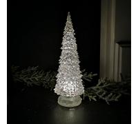 30cm Dual Power LED Water Spinner Christmas Tree With Warm White LEDs - White water spinner