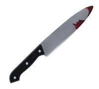 30cm Fake Bloody Kitchen Knife with Black Handle Halloween Slasher Bloody Knife Fancy Dress Weapon Accessory Prop