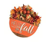 30cm Fall Hello Wooden Wall Hanging Seasonal Plaques Decoration Natural Texture Door Sign For Autumn Event Wood Autumn Welcome Sign