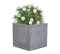 30cm Fibre Clay Box Planter Indoor Outdoor Planters Flower Plant Pot Patio Decking Lawn Doorstep Porch Houseplant Shrub Topiary Bush Square Plant Pots 20L (Grey)