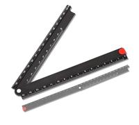 30cm Folding Ruler, 90° Foldable Aluminum Metal Ruler 0-300mm for Precise Straight Angle Measuring, Drawing & Craft, Black Stationery Tool for Glass & Engineering