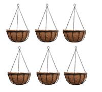 Thompson & Morgan Natural Garden Hanging Baskets & Liners Ideal for Trailing Plants and Flowers 30cm Metal Hanging Basket Frames & Coconut Husk Liners (4)