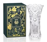 30CM Glass Crystal Vase for Flowers with Decorative Gift Box -Elegant Tall Tulip Vases Centrepiece for Wedding, Valentine Gift, Clear Vase for Living Room Home Décor