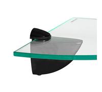 Harbour Housewares Floating Glass Corner Shelf - 30Cm - Black Brackets - Bathroom Shower Storage Vanity Display Unit Shelf