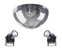 30CM Half Mirror Ball With 2 X LED Pinspots (30CM)