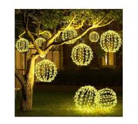 30CM Hanging Solar & Battery Powered Christmas Ball Lights with Remote Control - Waterproof Foldable Globe Lights for Tree, Garden, Patio, Indoor & Outdoor Holiday Decoration, Warm Yellow and Colorful