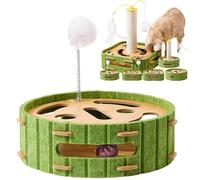 30cm Interactive Wooden Cat Puzzle Box,5-in-1 Smart Snack Feeder & Scratch Toy with Bell Balls, Mental Stimulation for Indoor Kittens & Adult Cats, Stress Relief & Nail Filing Enrichment (D)