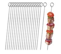 30cm Kebab Skewers Stainless Steel, 20pcs Metal BBQ Kebab Grill Skewers Sticks Reusable Long Metal Chicken Barbecue Skewer for Fruit Meat BBQ Kabob