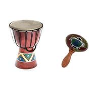 30cm Kids Djembe Drum Bongo Drum Wood Colourfully Painted + Rattle Turtle R1