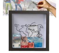 30cm Large Size Adventure Archive Box, Travel Memory Storage Boxes Ticket Shadow Box Frame Shadow with Slot for Travel Ticket Postcard (30 * 30cm)