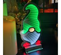 Samuel Alexander 30cm Infinity Light up Christmas Gonk Decoration with Green & White LEDs on Metal Base