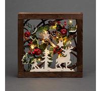 Pre Lit Christmas Table Decoration Square LED Wooden Frame Window Xmas Home Gift