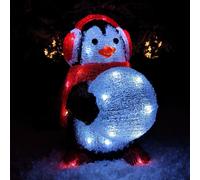 30cm Light up Acrylic Christmas Penguin Snowball with 30 White LEDs Samuel Alexander Multi One Size