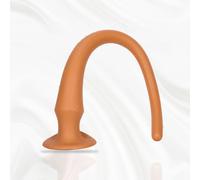 30cm Long Gold Ox Tail Silicone Anal Plug 11.8 Inch with Scale Readings Soft Elastic Stretchy Design Suction Base Floor Bathtub for Training