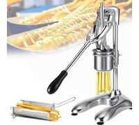 30cm Manual French Fries Maker, 12 Holes French Fry Cutter Machine, Fried Potato Strips Squeezers, Stainless Steel Vegetable Chopper With Fried Basket, Potato Slicer Fry Cutter Long Fries Extruder