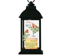 30cm Memorial LED Lantern Battery Operated with Timer - Robins Appear When Loved Ones are Near