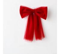 30cm Mesh Yarn Holiday Bowknot Tree Top Decoration Ornament for Christmas and Other Celebrations (Deep red)