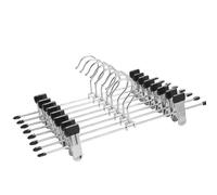 30cm Metal Chrome Hanger Pant Hangers Skirt Hangers with Clips Metal Trouser Adjustable Non-Slip Clip Hangers Durable Ultra Thin Space Saving Trouser Hangers (10)