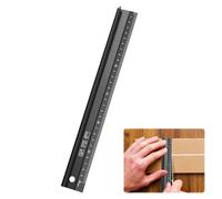 30CM Metal Cutting Ruler with Raised Grip,Aluminium Cutting Ruler,Metal Safety Ruler for Crafts & DIY,Non-Slip Protective Edge(Black)