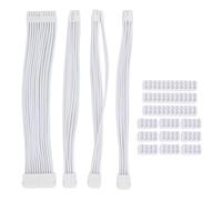 30cm Nylon Weave 24Pin Motherboard Power Extension Cable, PC Power Supply Extension Cord with Cable Combs, Flexible Odorless Sleeved Computer Cable for Custom Gaming (White)