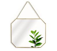 30cm Octagonal Wall Mirror, Metal Framed Wall Mounted Hanging Mirror with Chain for Bathroom, Bedroom, Hallway and Living Room, Gold