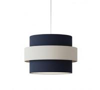 30cm Outer Layer Drum Lampshade - Navy Fabric Ceiling Pendant Shade with Beige Contrast Band - Modern Contemporary Light Shade for Living Room, Bedroom & Hallway