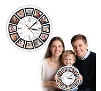 30CM Personalized Wall Clock with 12 Photos, Custom Round Silent Clocks with Picture, Quiet, no Ticking, Battery Driven Wall Clock For Living Room, Bedroom, Dining Room Decoration