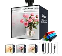 30cm Photo Studio Light Box Photography, 12"x12" Professional Photo Booth Box with 120 LED Lights (CRI＞90), 3200-5600k Adjustable, 6 Color Backdrops & 1 Diffuser for Jewelry and Small Items Product