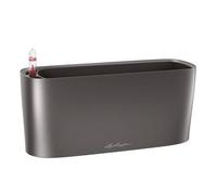 30Cm Planter Window Box, Lechuza Delta Charcoal Grey Metallic Plastic Self-Watering Planter, Indoor Plant Pot H13 L30 W11 Cm