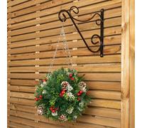 30cm Plastic Christmas Ball with Red Berries, Pinecones & Metal Hanging Hook Samuel Alexander Multi One Size