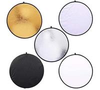 30cm Portable 5-in-1 Collapsible Light Reflector Studio Photography Multi Round Disc Light Reflector, Translucent, Silver, Gold, White, and Black (5-1)