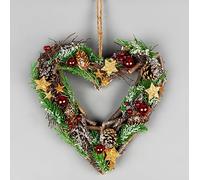 30cm Prelit Heart Wreath Battery Operated - Wooden Twigs Base Decorated Shatchi Multi One Size
