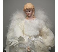 30cm Premier Christmas Tree Topper Angel Decoration Holding Dove in White Samuel Alexander White One Size
