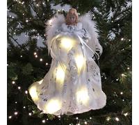 30cm Premier Lit Angel Christmas Tree Topper with Warm White LEDs Samuel Alexander White One Size