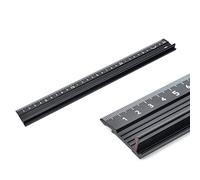 30CM Raised Grip Aluminium Ruler Cutting Metal Craft Safety Multifunctional Protective Ruler for Length Measurement(Black)