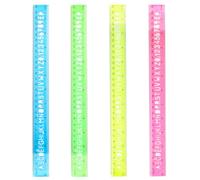 30cm Ruler Clear Plastic Rulers for School Pink Straight Ruller Colorful Ruler for Study Office Teaching Transparent 12 Inch Ruler Pack of 4
