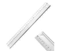 30cm Ruler, White Aluminium Cutting Ruler Straight Edge With Raised Grip, Metal Ruler Non-Slip Safety Edge Tool For Home, Office, Carpentry, Craft, DIY & Precision Measurement