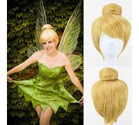 30cm Short Blonde Cosplay Wig Fairy Tinker Bell Full Hair Wigs Princess Tinkerbell Adult Size Synthetic+Wig Cap