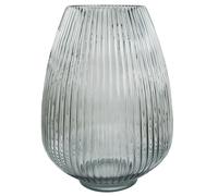 Glass Vase Smoke Grey Ridged Glass Vase 30cm Botanik Leaf Grey One Size