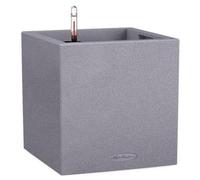30Cm Square Planter, Grey Stone Effect Plastic Self-Watering Planter With Water Level Indicator Lechuza Canto Stone