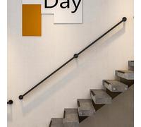 30cm,Stair Railing, Anti-Slip Staircase Banister Hand Rails Black Steel Pipe Stair Handrail with Installation Kit for Indoor Outdoor Safety Support