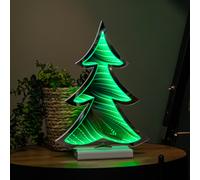 30cm Standing Infinity Christmas Tree with Wooden Base and Green LEDs