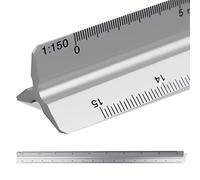 30cm Triangular Scale Ruler, SZXMDKH Metal Ruler for Architects, 1:20, 1:25, 1:50, 1:75, 1:100, 1:150 (Silver)