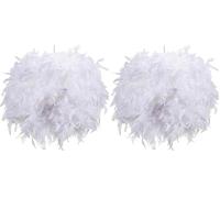 30cm White Feather Light Shade, Lamp for Pendant Ceiling Light, Table Lamp, Fluffy Feather Lampshade Ceiling Light Shade for Living Room, Bedroom by Klass Home Collection (Pack of 2)