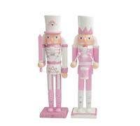 30cm Wooden Pink Nutcracker Soldier Christmas Decorations,2pcs Large Christmas Nutcracker Figures Ornaments,Nutcracker Gifts Nutcracker Soldiers Puppet Doll for Tradition Xmas Present Indoor Decor
