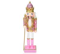 30cm Wooden Shiny Pink Nutcracker Soldier Christmas Decorations,Large Christmas Nutcracker Figures Ornaments,Nutcracker Gifts Nutcracker Soldiers Puppet Doll for Tradition Xmas Present Indoor Decor
